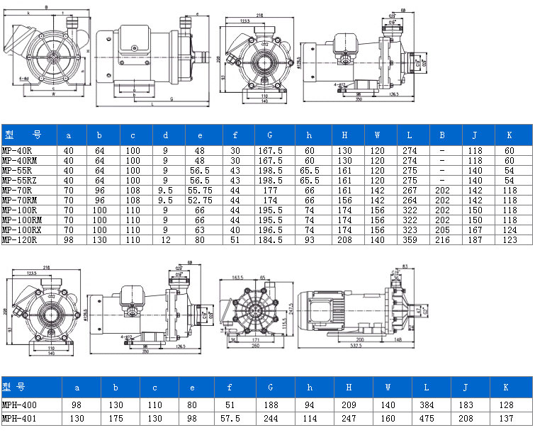 磁力泵外形尺寸图2